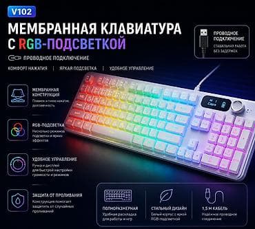 маленькая клавиатура: Клавиатура, Мембранная, Проводное подключение, Размер: 80% — 1