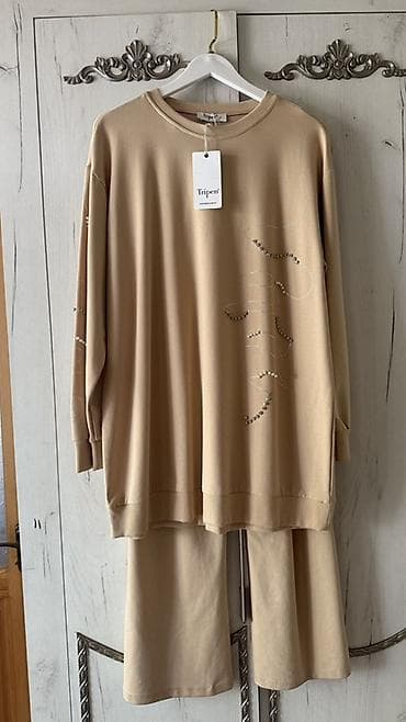 трикотажные тройки: Брючный костюм, Палаццо, Турция, Осень-весна — 1