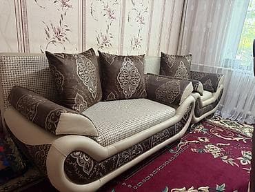 Мебель: Комплект мягкой мебели, Б/у, Самовывоз, цвет - Бежевый — 1