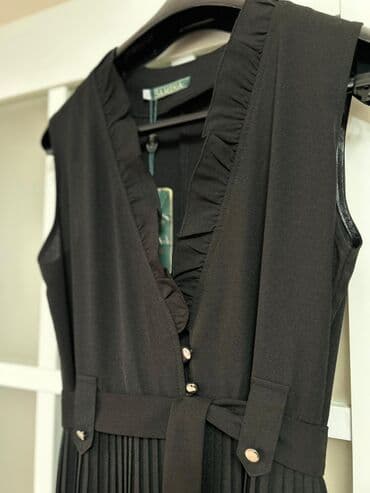 длинные платья с рукавами для полных: Повседневное платье, Made in KG, Осень-весна, Длинная модель, Креп, Сарафан, L — 1