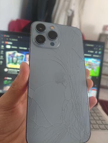 IPhone 13 Pro Max, Б/у, 256 ГБ, Pacific Blue, Защитное стекло, 99 %