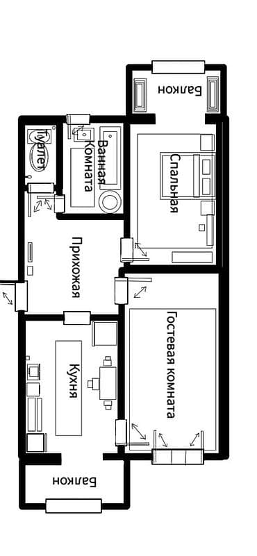 продажа квартир 8мкр: 2 комнаты, 60 м², 105 серия, 4 этаж, Старый ремонт — 10