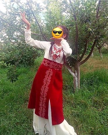 национальное: Детское платье, цвет - Белый, Б/у — 2