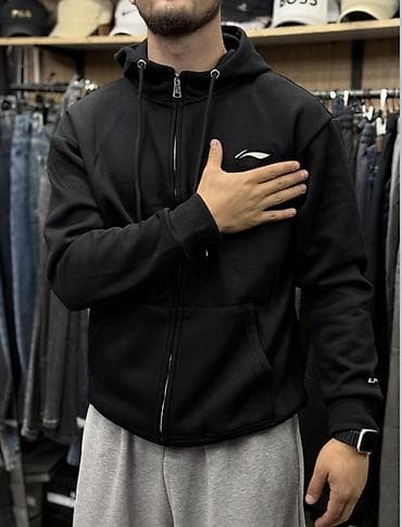 сумка унисекс: Мужская толстовка, Все размеры, Li-Ning, Новый, цвет - Черный, Платная доставка, Самовывоз — 1
