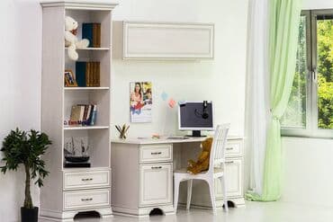 стол с книжным шкафом: Шкаф стеллаж2Я (Tiffany 2S), коллекции Тиффани, Вудлайн Кремовый — 2