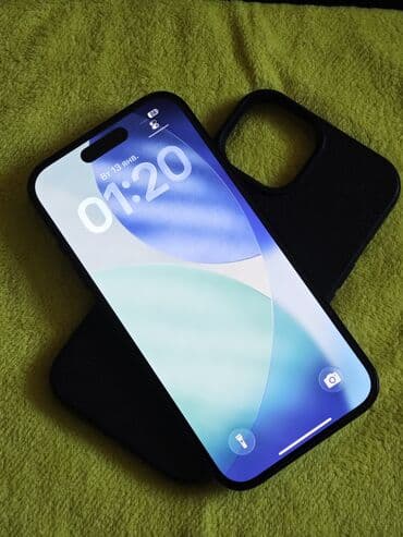 ремонт айфонов в бишкеке: IPhone 15, Б/у, 128 ГБ, Черный, Чехол, Кабель, 85 % — 1