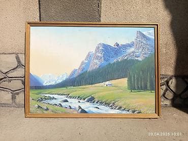 вазы ссср: Картина «Горная долина с рекой» в деревянной раме.Ручная работа ширина — 1