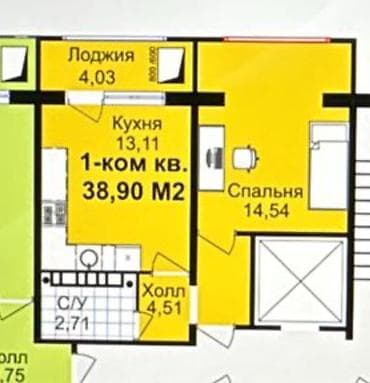 pro group: 1 комната, 39 м², 6 этаж, Готовая ПСО (под самоотделку) — 3