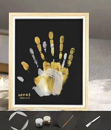 картина из кожи: Набор для отпечатков ладони/стопы с декоративной рамкой - Комплект — 1