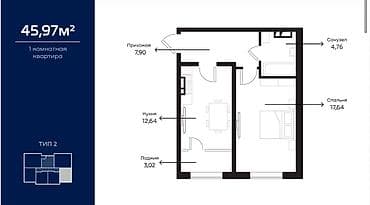 o2 development: 1 комната, 45 м², Элитка, 4 этаж, Евроремонт — 4
