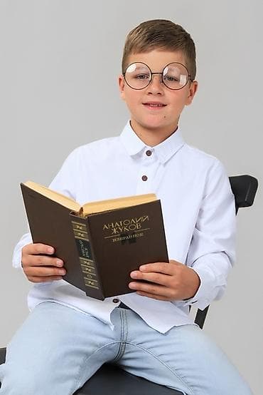 школьный ххх: Рубашка, цвет - Белый, Новый — 1