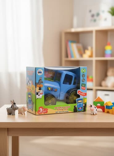 игрушечный мотоцикл: Музыкальный трактор для детей, модель PG-1700, выполненный в синем — 1