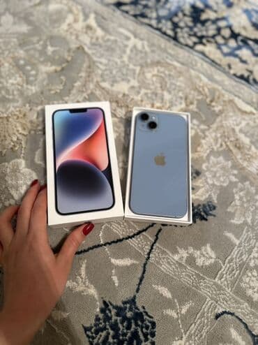 Автоунаа электроникасы: IPhone 14, Колдонулган, 128 ГБ, Көгүлтүр, Куту — 2