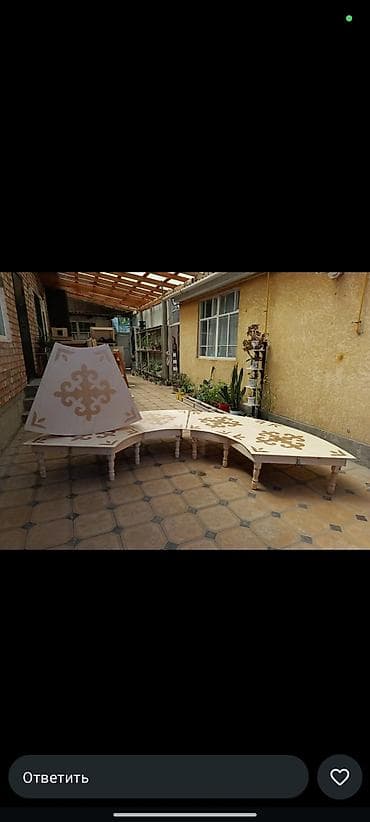 кыргызский орнамент: Национальный кыргызский стол, Не раскладной, Дерево, цвет - Бежевый — 3