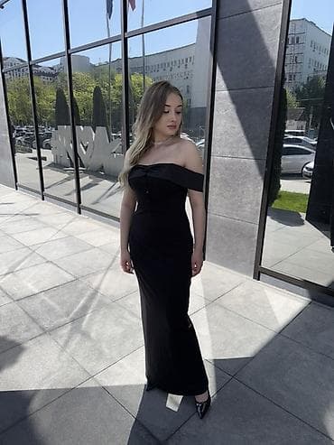 арзан кийимдер: Элегантное вечернее платье в пол - Цвет: глубокий чёрный - Длина — 4