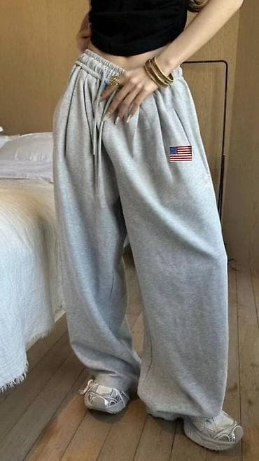 желек: Широкие утепленные джоггеры с флагом США - Свободный оверсайз‑крой с — 4