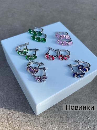 Серебряные серьги, Проба 925, Изумруд, Женские