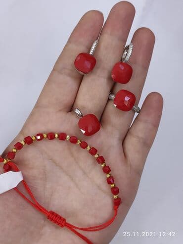 эксклюзивные свадебные пригласительные: Очень красивый Набор с камнями Кораллы по краям фианиты Италия — 1