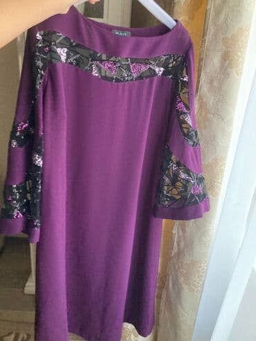 праздничные платья больших размеров: Вечернее платье, Коктейльное, Средняя модель, Креп, С рукавами, 3XL — 6