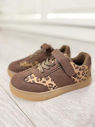 кросовки кожанные: Детские кеды/кроссовки повседневные - Цвет: коричневый, бежевый с — 1