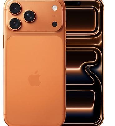 IPhone 17 Pro Max, Б/у, 256 ГБ, Оранжевый, Зарядное устройство, Защитное стекло, Коробка, 100 %