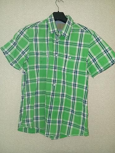 брюки в клетку: Мужская рубашка с коротким рукавом Размер ориентировочно M–L — 1