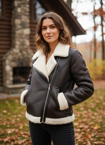 национальные платье на прокат: Дубленка, Авиатор, Короткая модель, M — 1