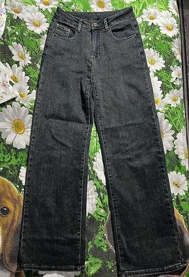 брюки трубы: Джинсы женские, прямого кроя 44-46 размер - Посадка: высокая. - — 3