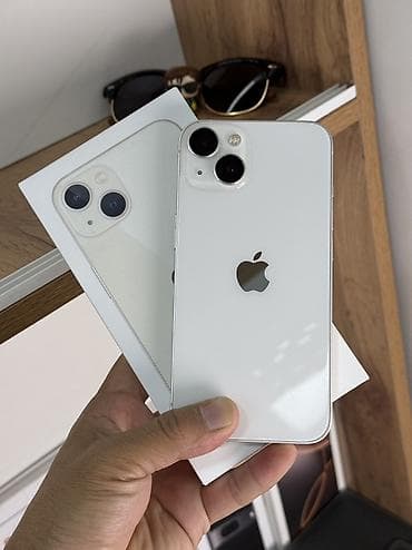 sd 128: IPhone 13, Б/у, 128 ГБ, Белый, Защитное стекло, Чехол, Кабель, 89 % — 1