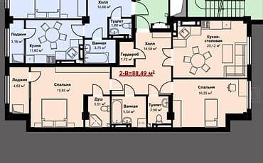1 bedroom: 2 комнаты, 90 м², Элитка, 3 этаж, Готовая ПСО (под самоотделку) — 3