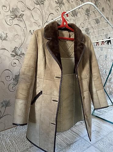 Кофты, свитеры: Женская дублёнка из натуральной овчины. - Цвет: светло-бежевый с — 7