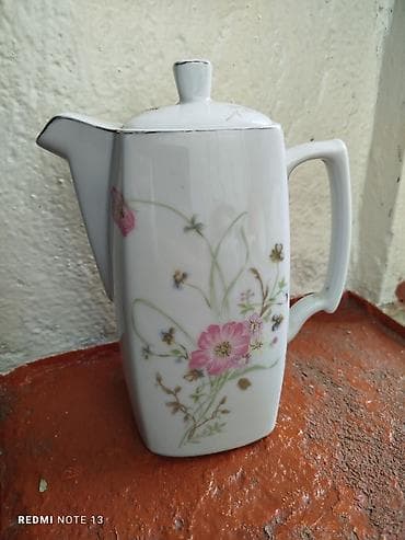 Фарфоровый кофейник с крышкой + сливочник YSC (Made in China)