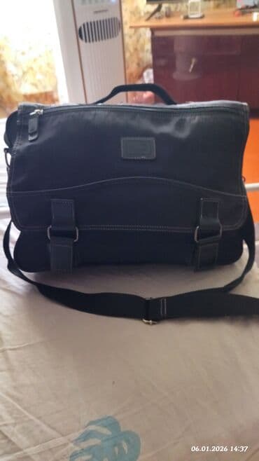 сумка для компьютера: Сумка-мессенджер/портфель для ноутбука и документов, черная — 1