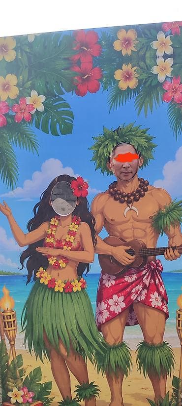 Фотозона “Гавайская вечеринка” — ростовая стенд-рамка с вырезами для