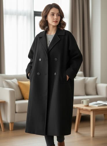 Пальто, Зима, Длинная модель, С поясом, L