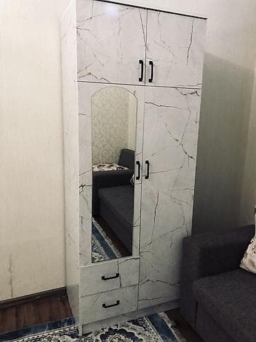 Шкаф-купе/распашной с зеркалом, отделка под мрамор - Компоновка