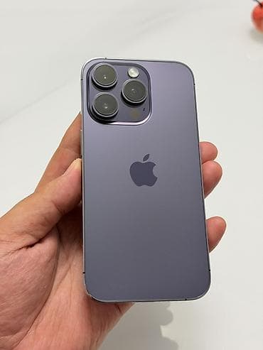 face id: IPhone 14 Pro, Б/у, 128 ГБ, Deep Purple, Защитное стекло, Чехол, 79 % — 1