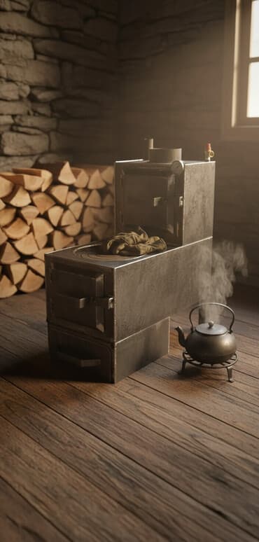 печь для дома на угле: Металлическая печь-«буржуйка» с варочной поверхностью и духовкой — 1
