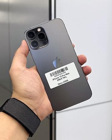 IPhone 13 Pro Max, Б/у, 256 ГБ, Графит, Защитное стекло, Чехол, В рассрочку, 78 %