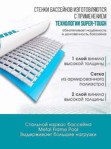 Спорт жана эс алуу: 244/51см. Бассейн каркасный INTEX 28205, голубой, круглый, 1828л — 4
