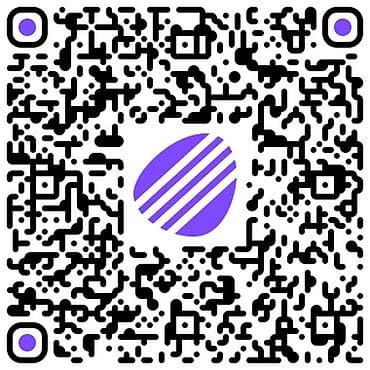 QR‑код для быстрого перехода к онлайн‑сервису (логотип фиолетового