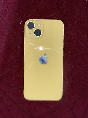Техника и электроника: IPhone 14, Б/у, 128 ГБ, Желтый, Чехол, 75 % — 2