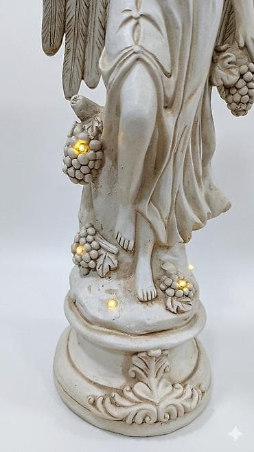 study lamp: Садовая статуя «Ангел с гроздьями винограда» с подсветкой - Материал — 4