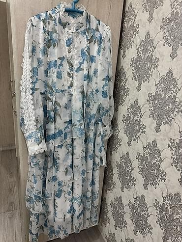 Платье макси с цветочным принтом - Нежный шифон с полупрозрачным — 3