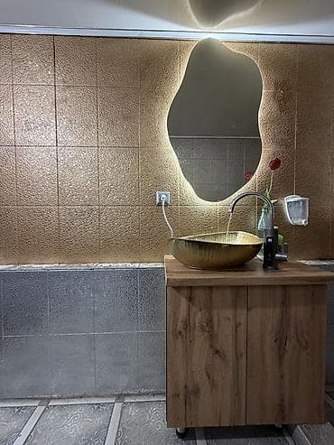 офисеый шкаф: Тумба для ванны, С раковиной, ЛДСП, цвет - Золотой — 2