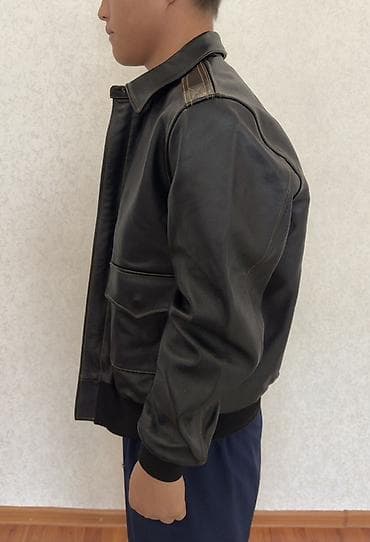 Курткалар: Новая Мужская кожаная куртка-бомбер из натуральной телячьей кожи — 9