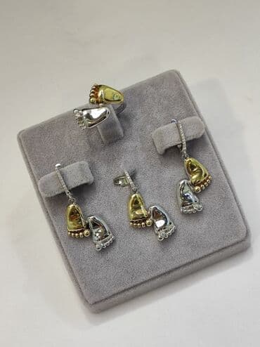 свадебные наборы ручной: Серебряный комплект "Ножки" Дизайн Италия Серебро напыление жёлтое — 2