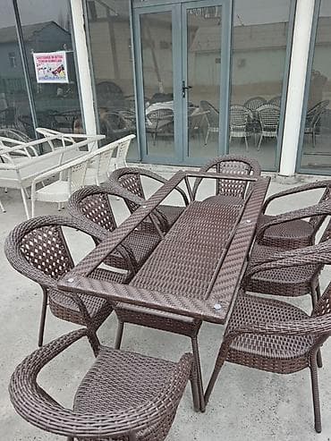 стол жана отургуч: Бакча эмерек комплекти, Креслолор, Ротанг — 7