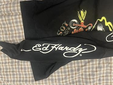селена: Архивное Ed hardy черное худи с большим принтом на спине размер М — 6