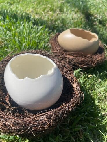 посуда тарелка: Тарелки в гнездышке • Тарелка (Керамика) • Гнездо (декоративные — 4